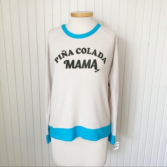 NWT Chaser Pina Colada Mama Pineapple Cream Beach Sweater Sweatshirt Size Medium - Picture 15 of 16